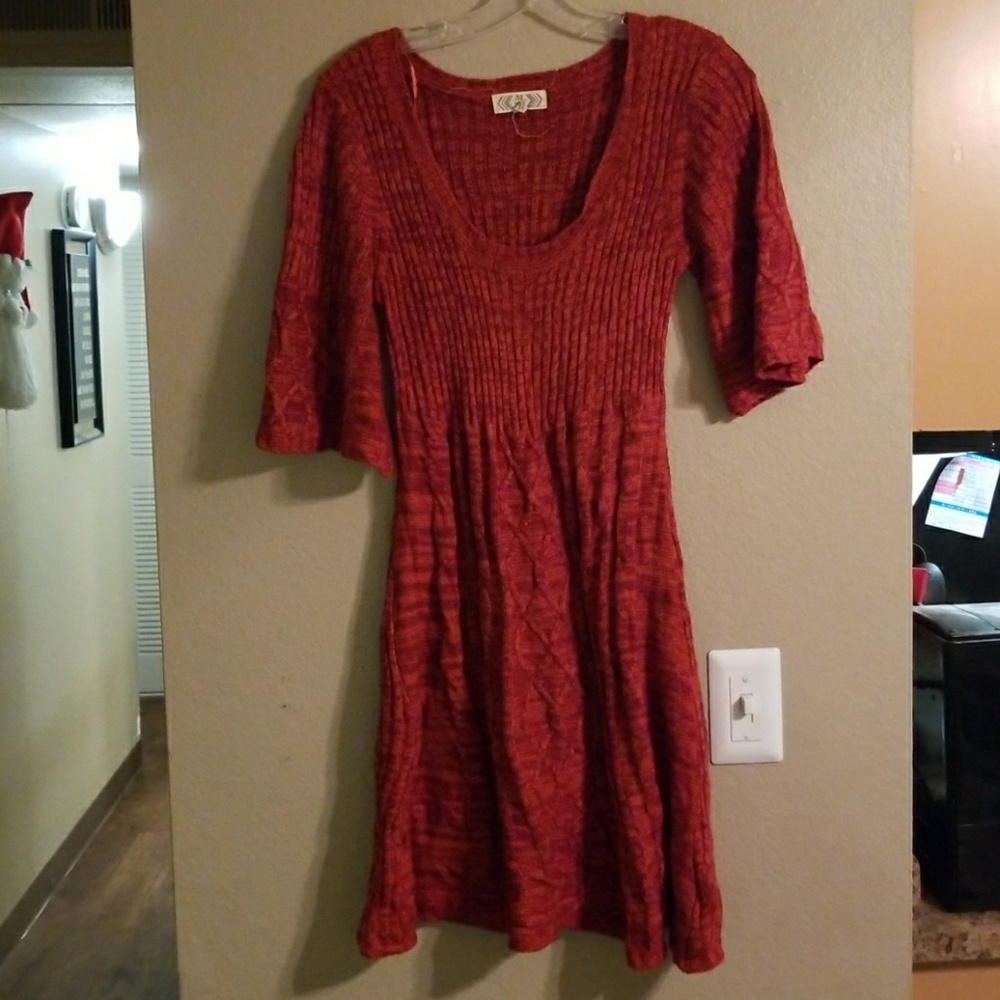 Pink Rose orange sweater dress